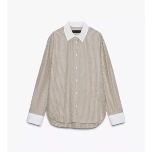 Zara Beige and White Striped Shirt
